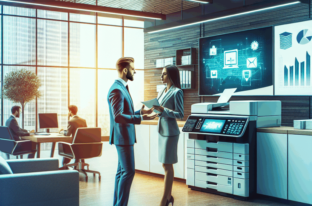 Technician providing emergency commercial copier leasing support in Fort Lauderdale, 24/7 professional service for businesses