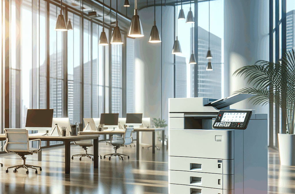 Professional commercial copier leasing expert consulting with West Palm Beach business owner on office equipment solutions