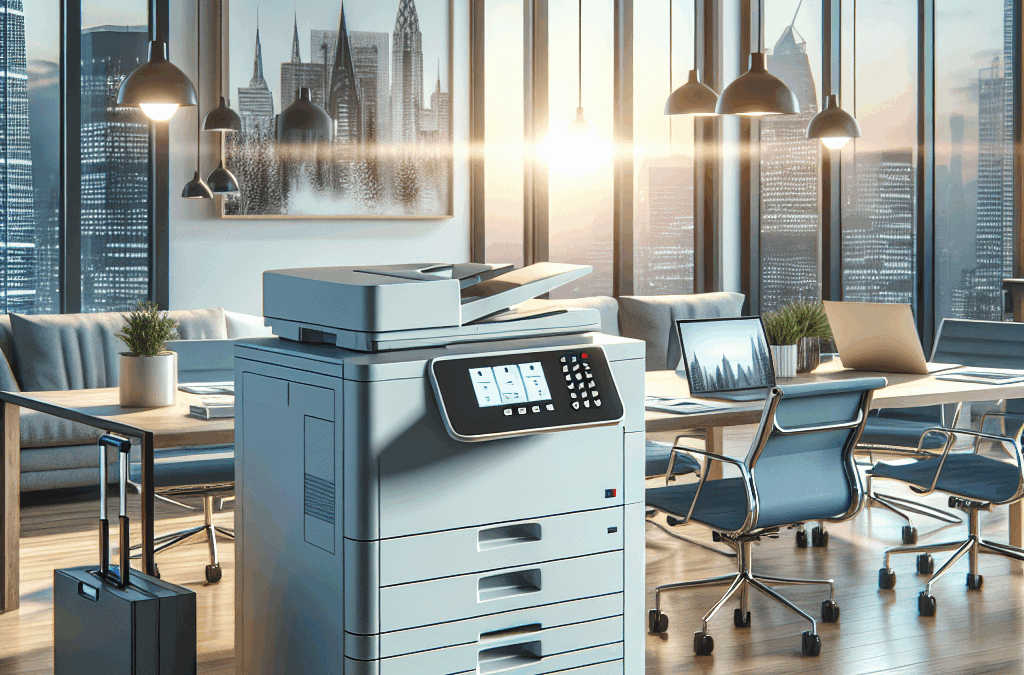 Professional office worker using a leased commercial copier in Weston to maximize business efficiency and productivity
