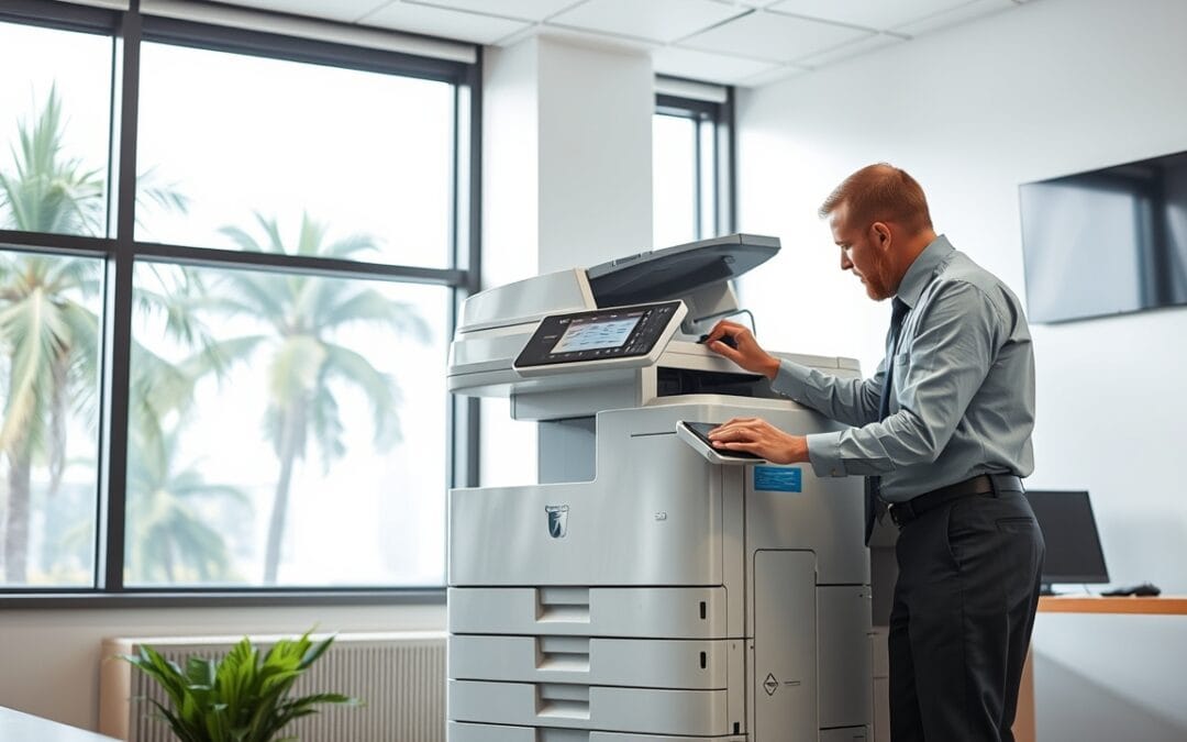 Commercial copier leasing in South Florida office setting providing cost-effective printing solutions in Miami